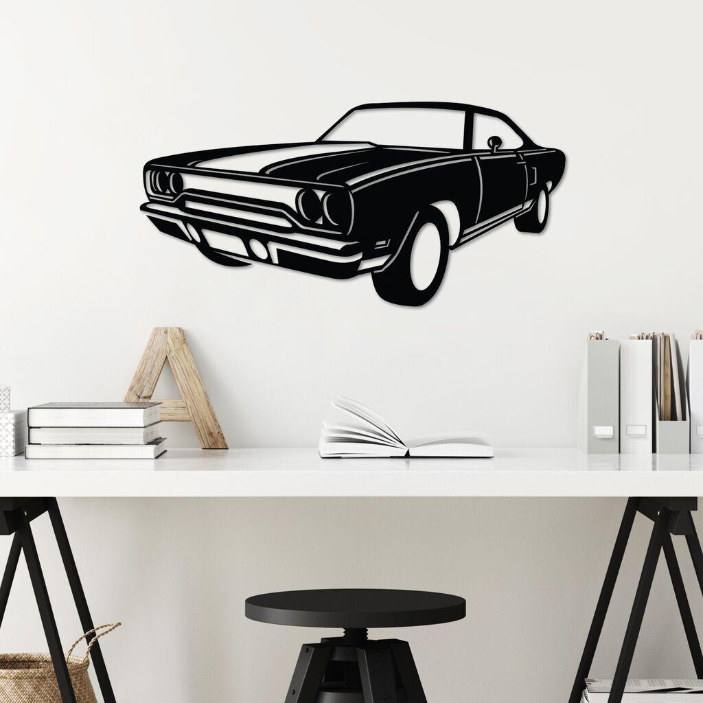 Wallity Zidna dekoracija Plymouth GTX, 60 x 30 cm,  Crna