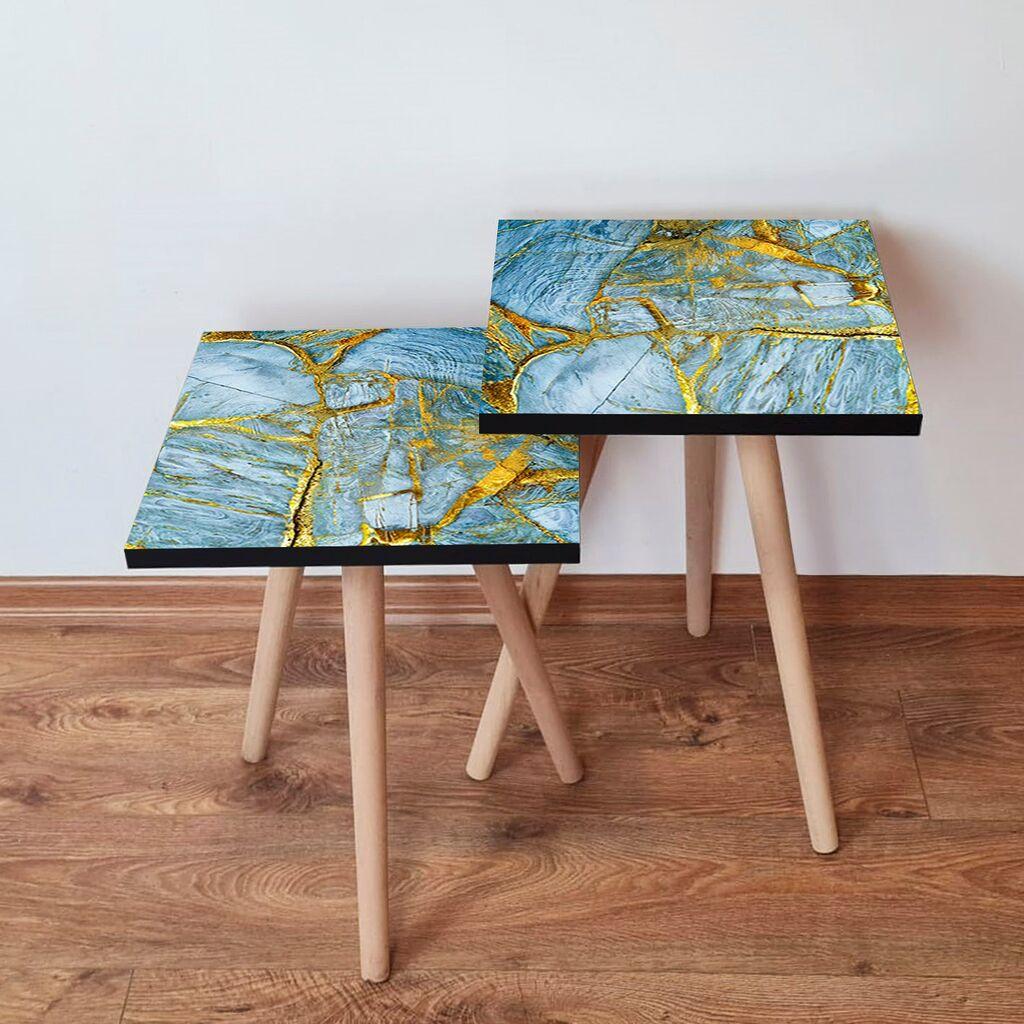 Hanah Home 2SHP235 Blue Set 2 stola, Šareni