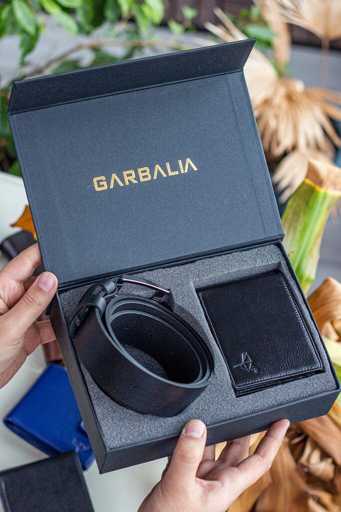 Garbalia Venice set kaiša i novčanika za muškarce, crni