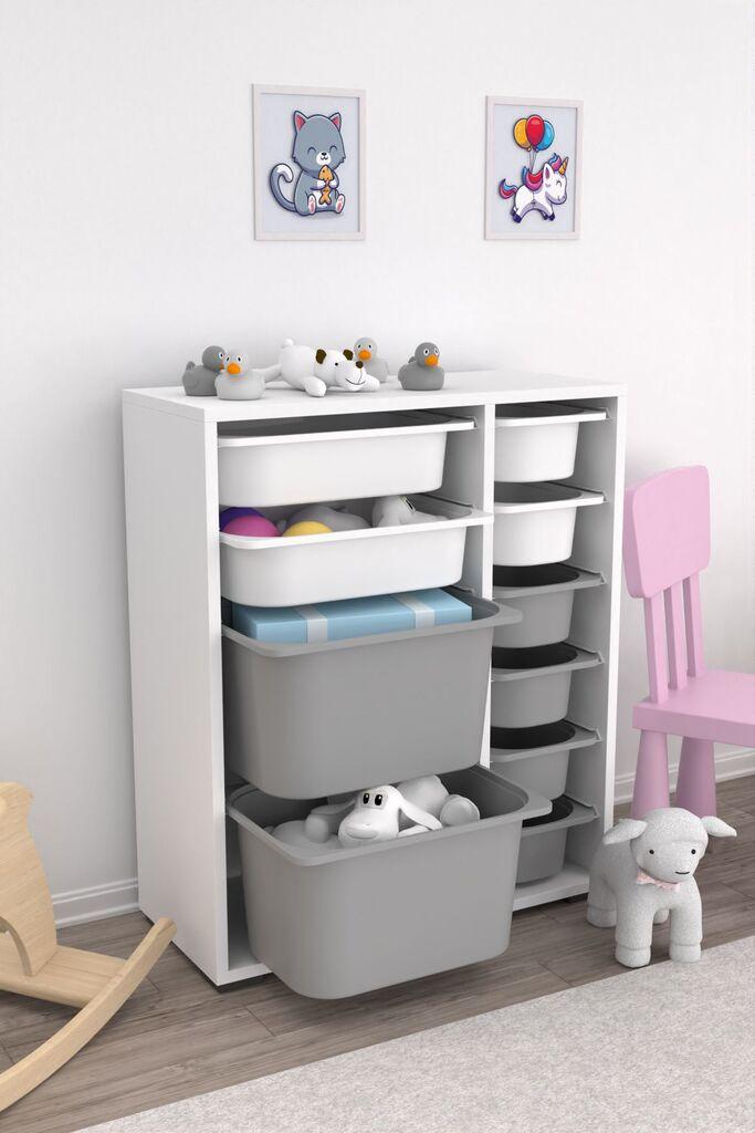 Hanah Home Multifunkcionalna komoda Zen 2D2K6U, 69,5 x83 x30 cm, Bijelo-siva