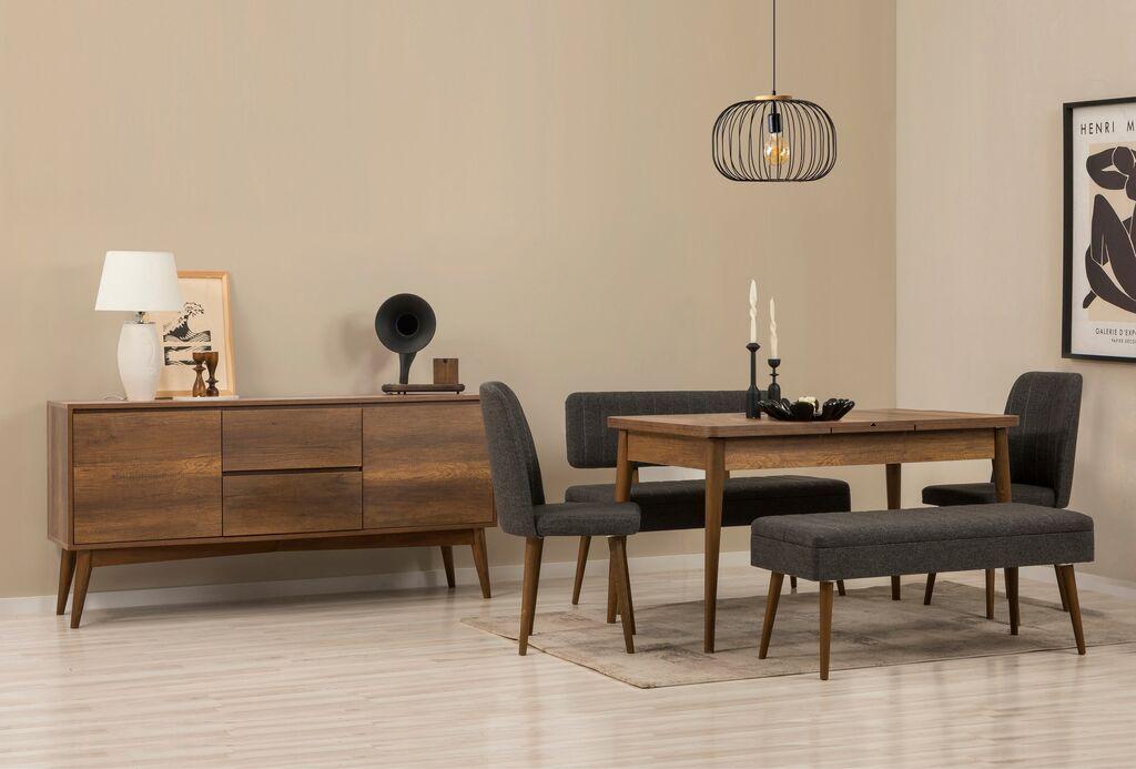 Hanah Home Trpezarijski set Vina klupa 04 1053, 6 dijelova, Antracit