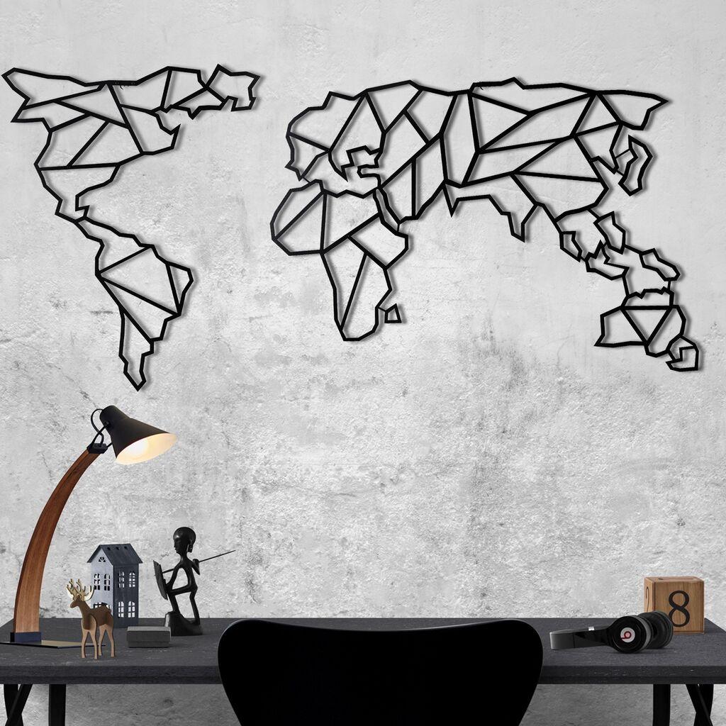 Wallity Zidna dekoracija World Map, 60x120 cm 2 mm, Crna