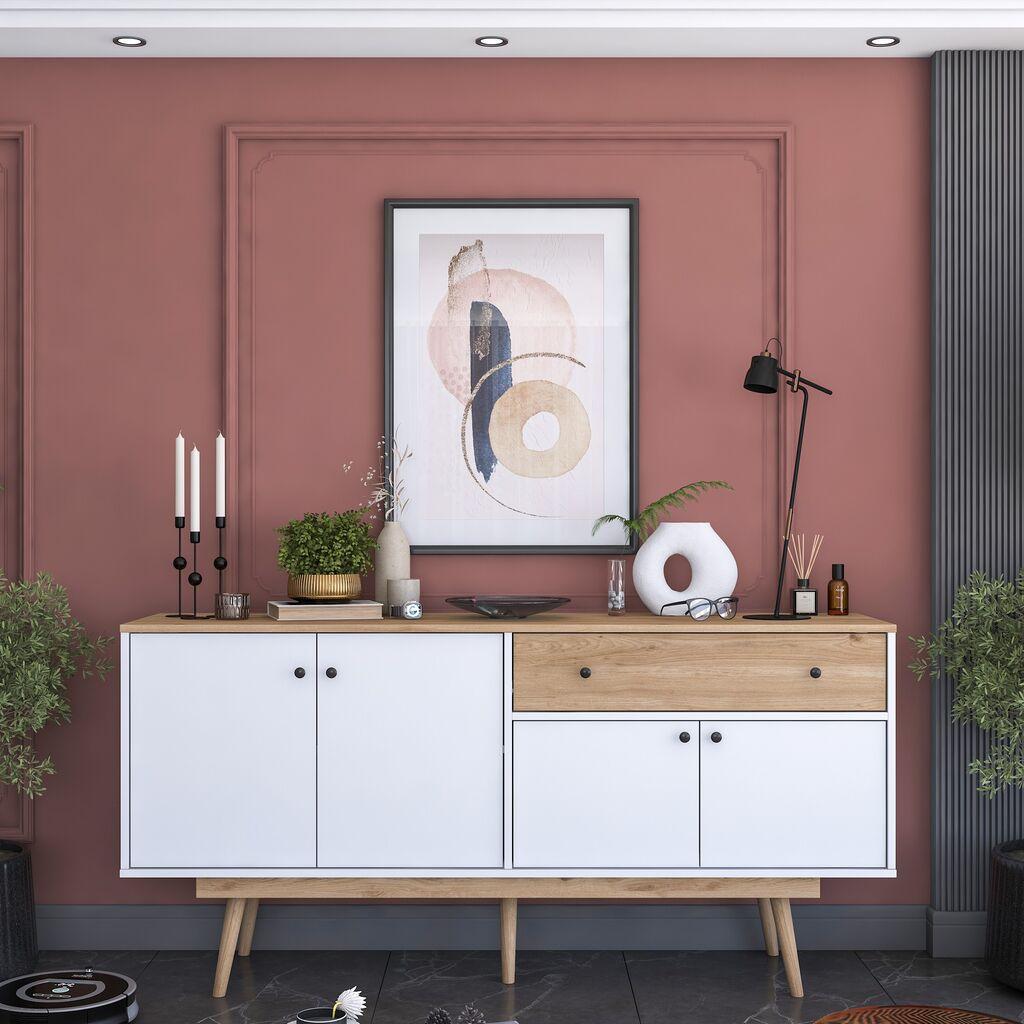 Hanah Kućna konzola GD110, 180x87,6x45 cm, Bijela-orah