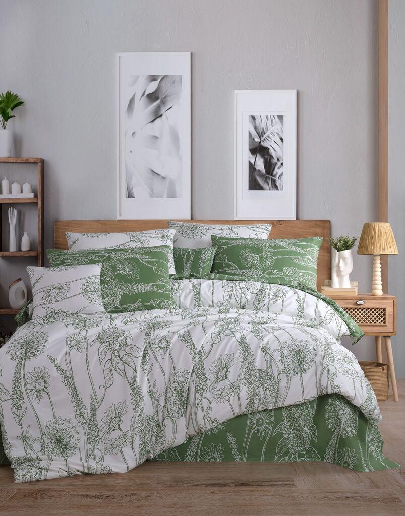 L'essentiel Maison Komplet posteljina Lara, 200x220 cm, Bijela-Zelena