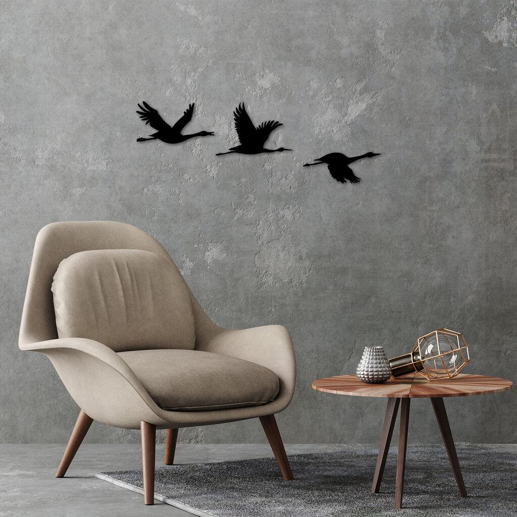 Wallity Set zidnih dekoracija Migrant Birds-302,, 1 mm, 3 komada, Crna