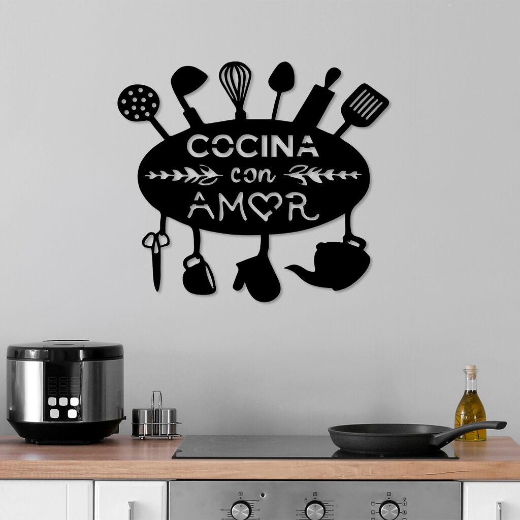 Wallity Zidna dekoracija Cocina Con Amor, 49x1.5x43 cm, 1.5 mm, Crna