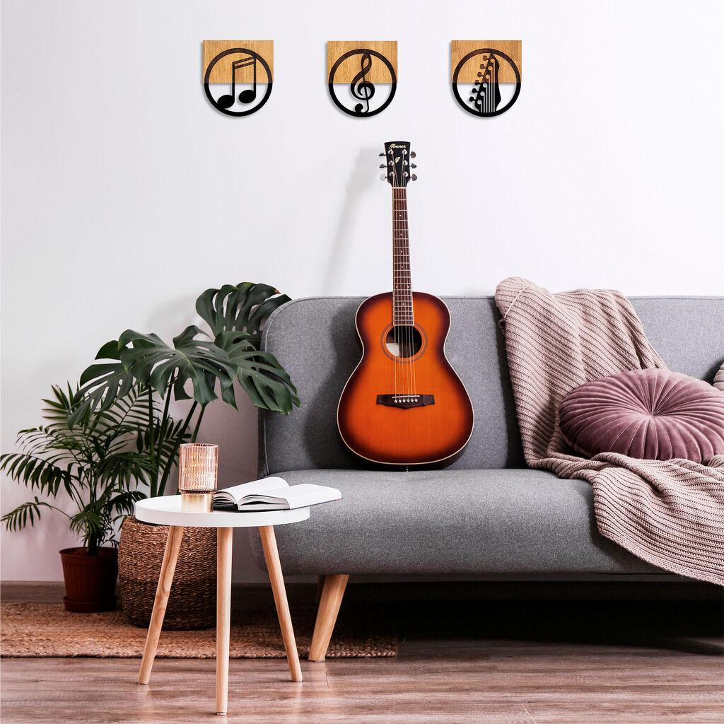 Wallity Set zidne dekoracije Just Music - 334, 25x3x27 cm, 3 komada, Crna