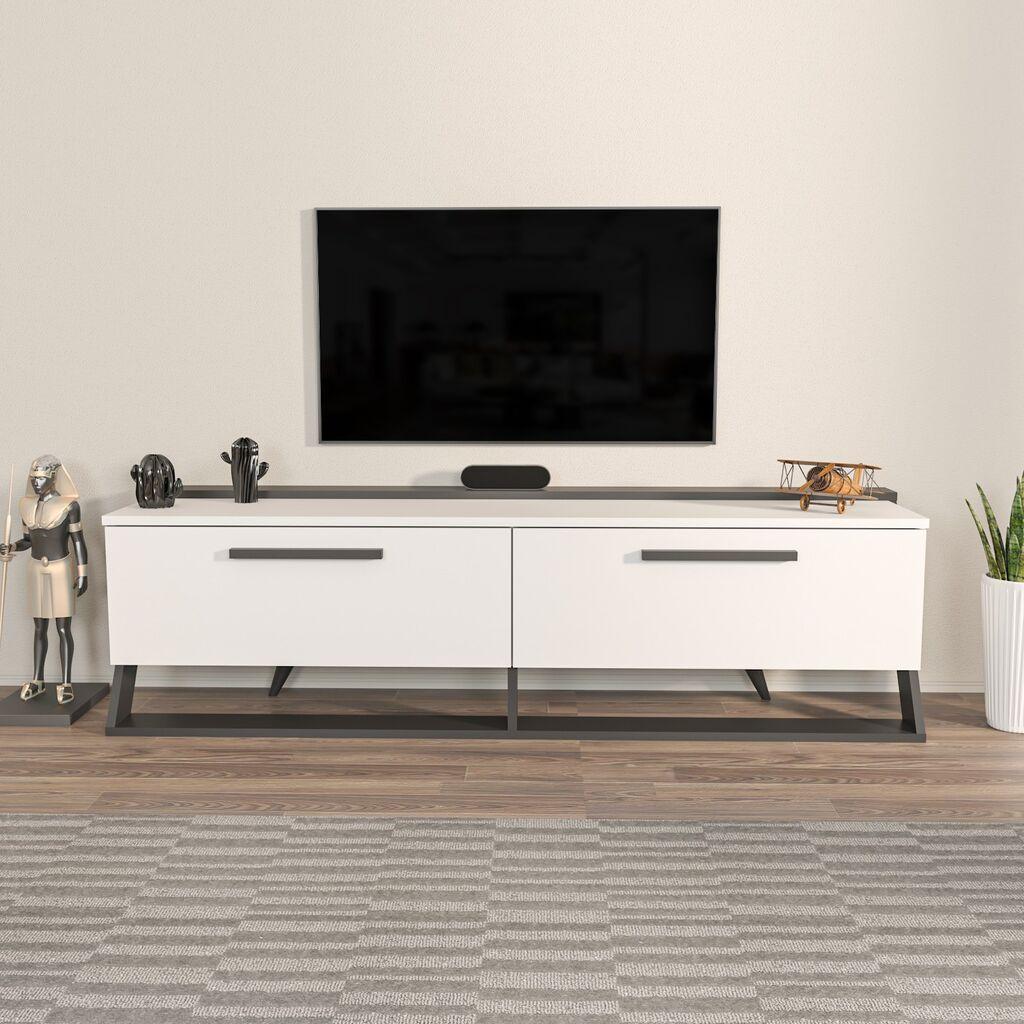Hanah Kućna TV komoda Astrid, 163,8x46,8x36,6 cm, Bijelo-crna