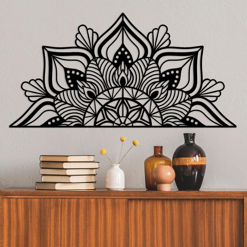 Wallity Zidna dekoracija Mandala-S-1, 118x1.5x59 cm, 1.5 mm, Crna