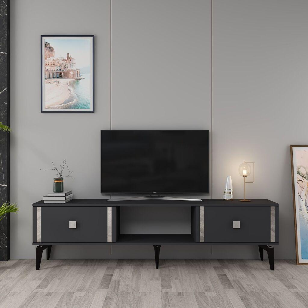 Hanah Home TV komoda Doruk, 150x44,6x29,6 cm, antracit-srebrna boja