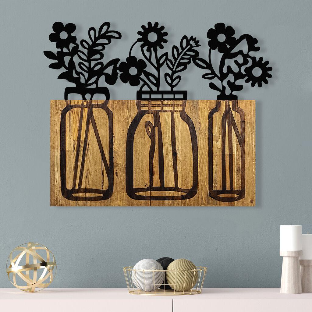 Wallity Zidna dekoracija Flower 5, 65x3x52 cm, Crna