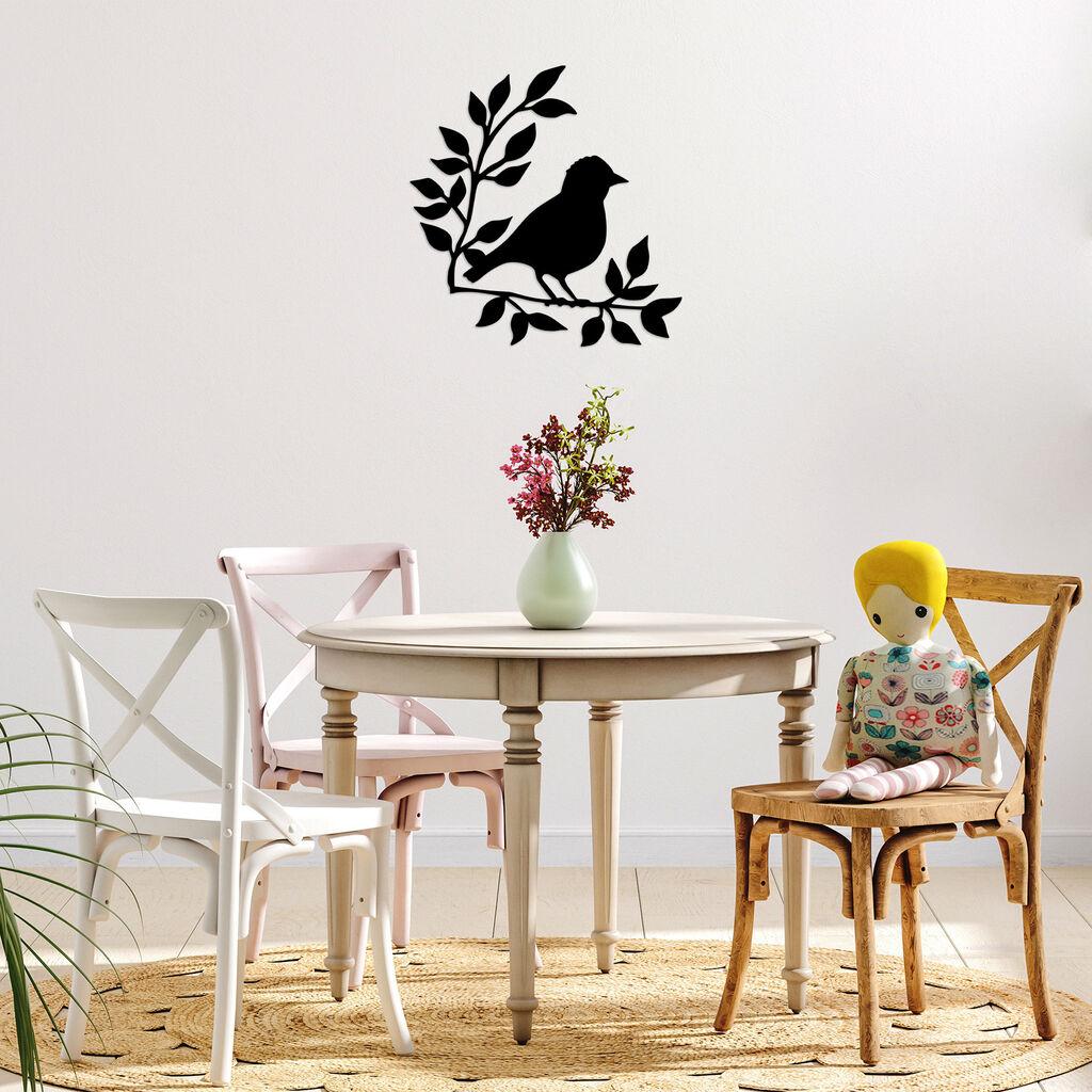 Wallity Zidna dekoracija Branch And Bird - 441, 66 x 68 cm,  Crna