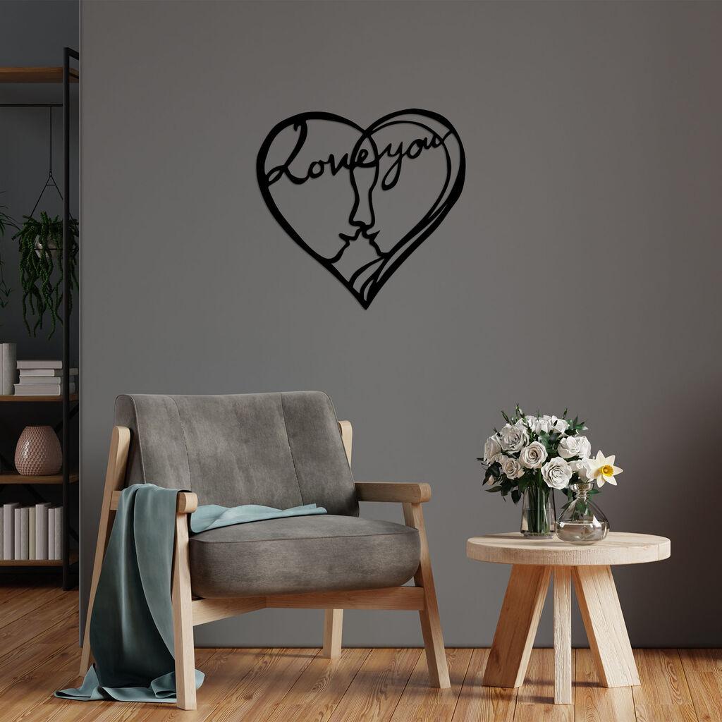 Wallity Zidna dekoracija I Love You, 68 x 71 cm,  Crna
