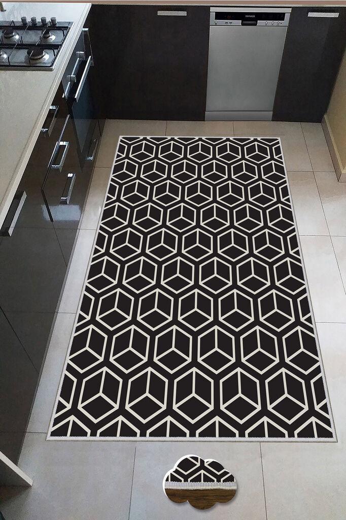 Conceptum Hypnose Tepih Wookece197, 80x300 cm, Crno-bijeli