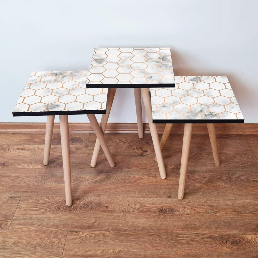 Hanah Home set stolića za kafu 3Shp397, 3 dijela, šareni