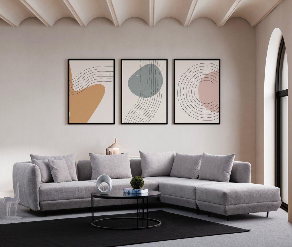 Atelier del Sofa Ugaona garnitura Floransa, 310x265 cm, Svjetlo-siva