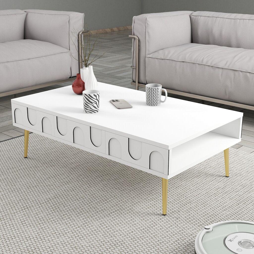 Hanah Home Club sto Lyon 33, 105x33.6x60 cm, Bijelo-zlatna boja