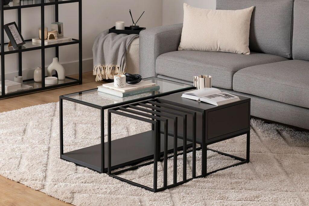 Hanah Home Club sto Charlotte, 90x37x90 cm, Crni