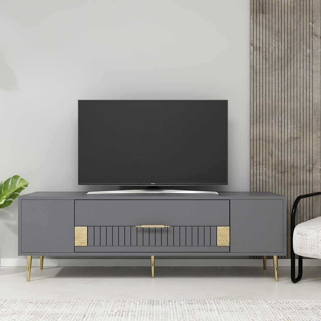 Hanah Home TV komoda Decolp4, 150x48,2x29,6 cm, antracit-zlatna