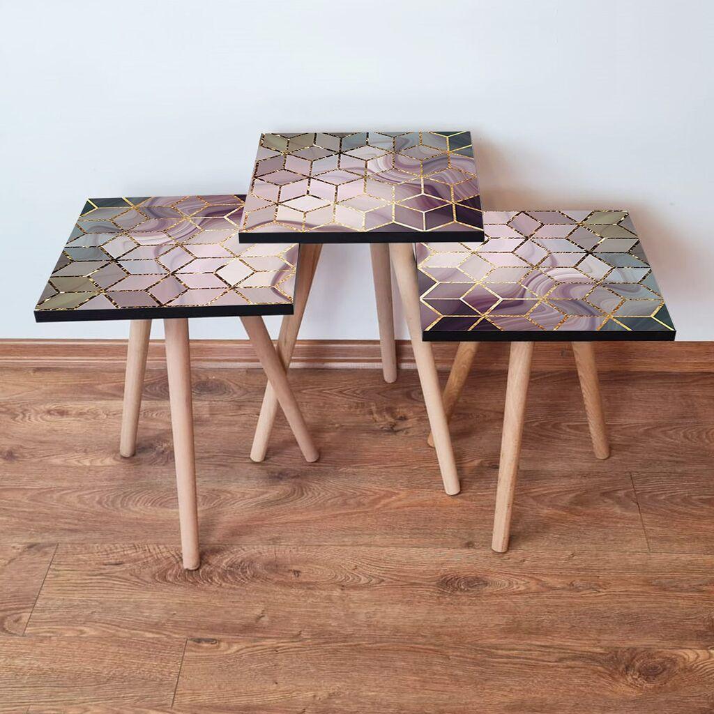 Hanah Home set stolića za kafu 3Shp275, 3 dijela, šareni