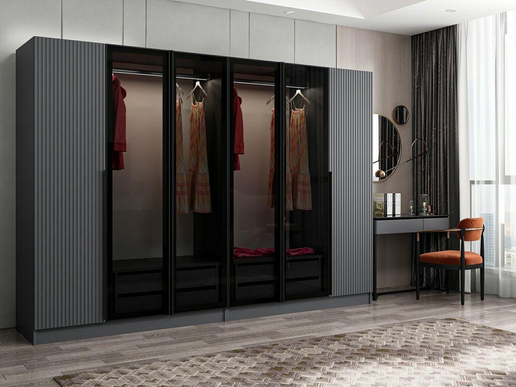 Hanah Home Ormar Kale Plus-7805, 270x210x52 cm, Crno-siva