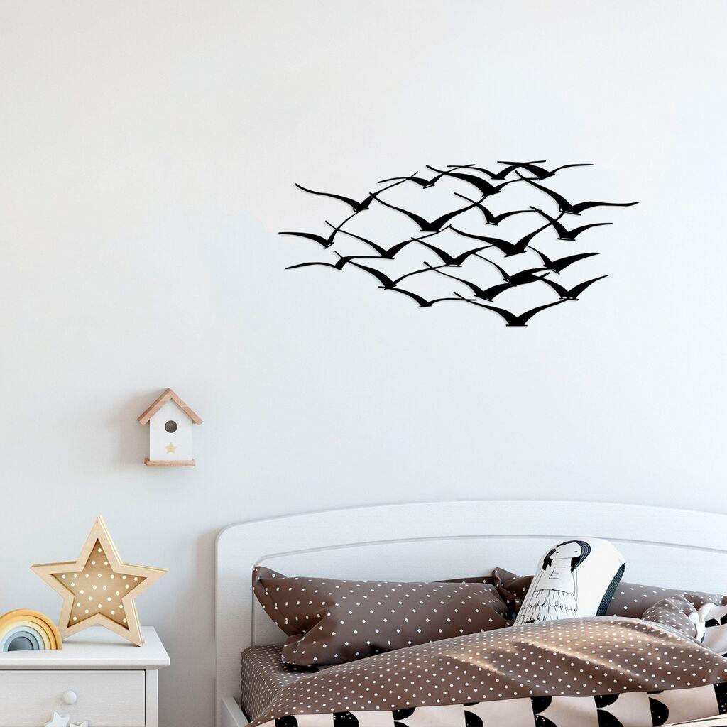 Wallity Zidna dekoracija Herd Of Birds, 120x55 cm, 1.5 mm, Crna