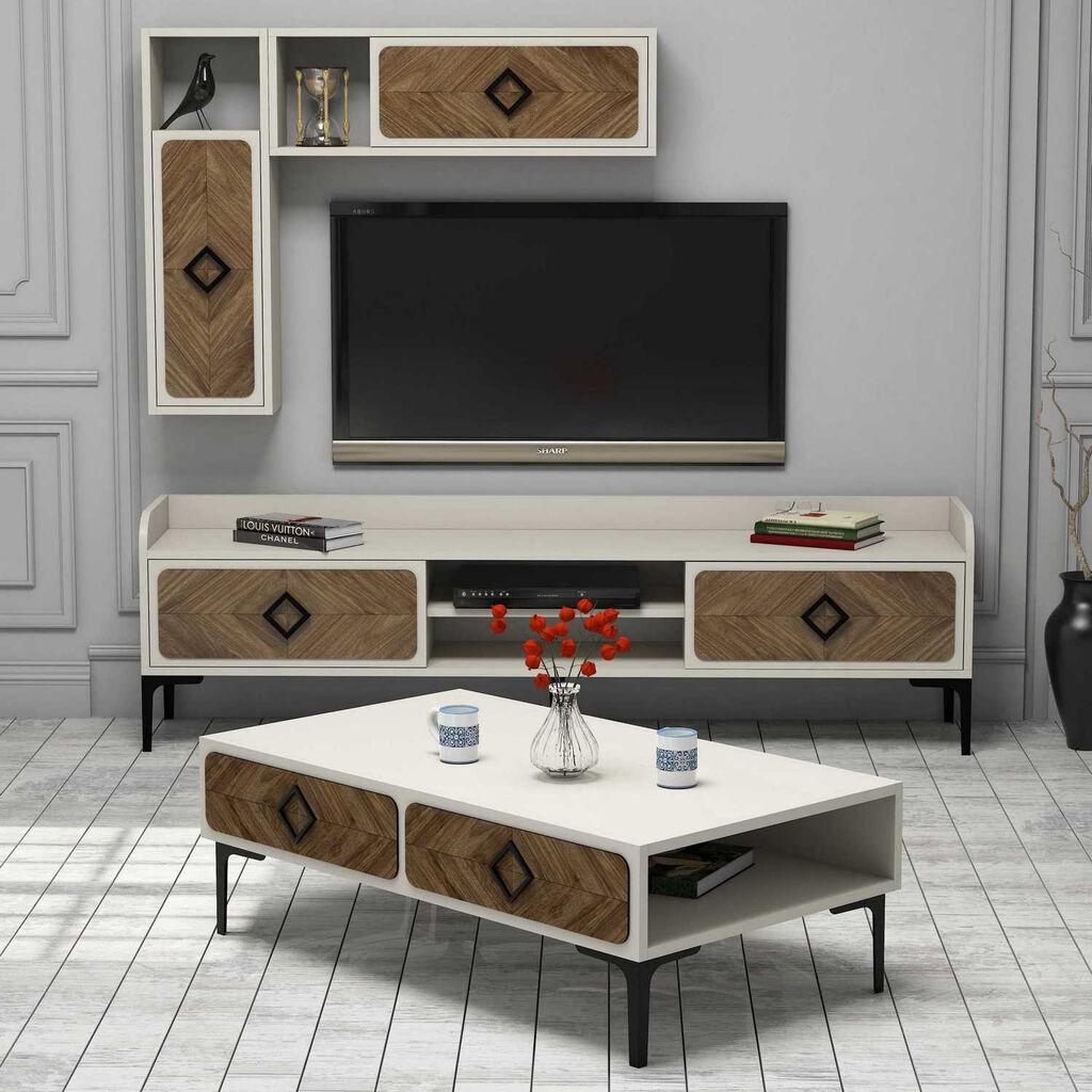 Hanah Home Samba set namještaja za dnevni boravak, 4 dijela, krem