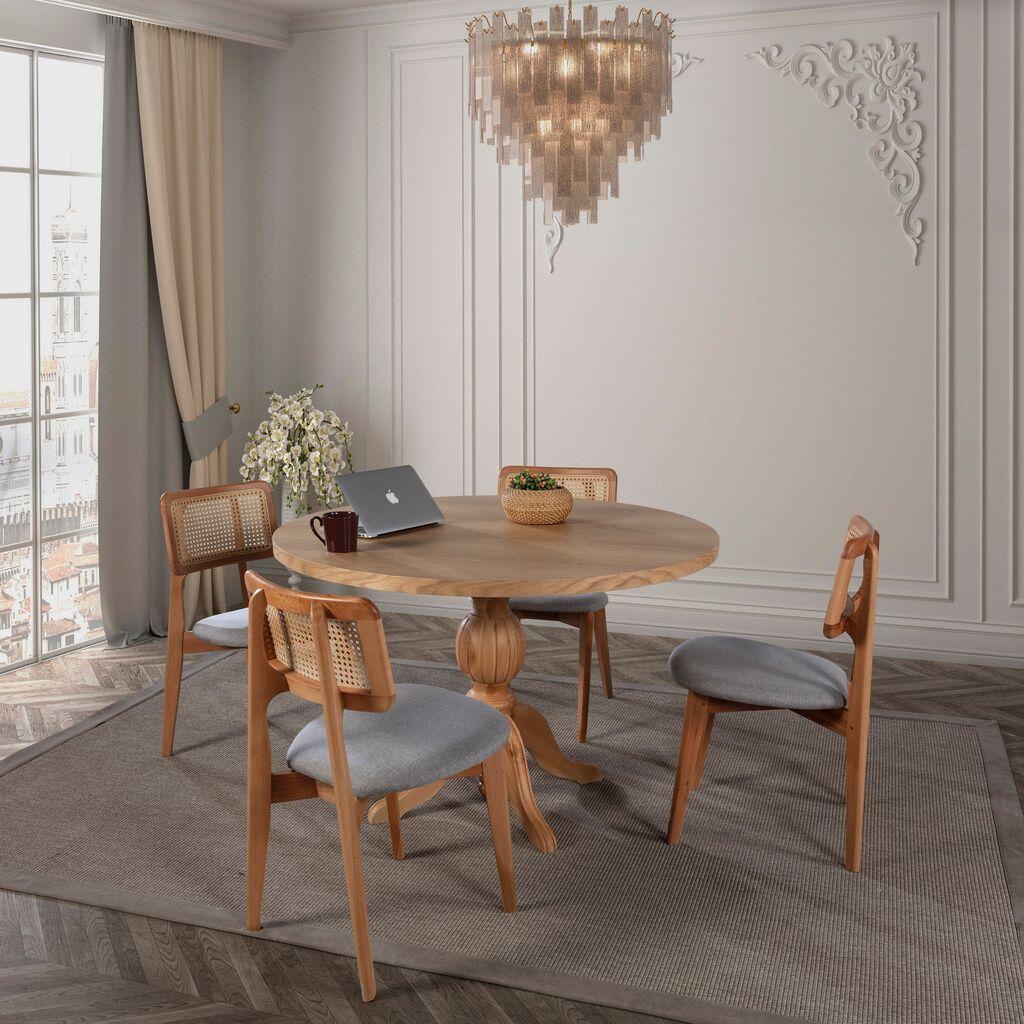 Hanah Home Trpezarijski sto i stolice Albero138, 120x75x120 cm, 4 stolice, Smeđa