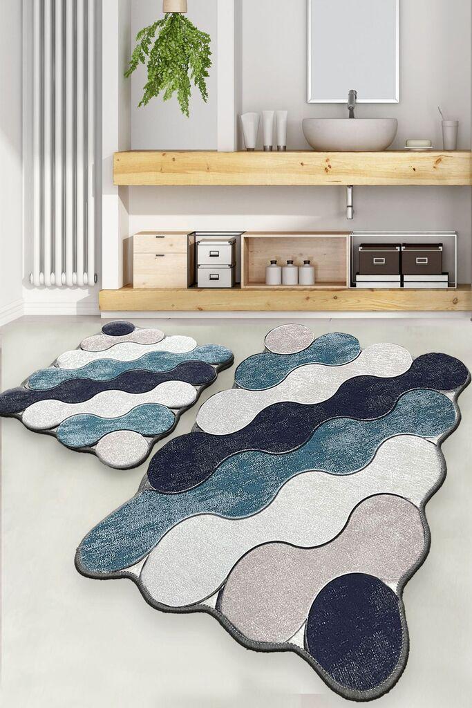 L'essentiel Maison Tepisi za kupatilo, Circle Blue, 2 kom
