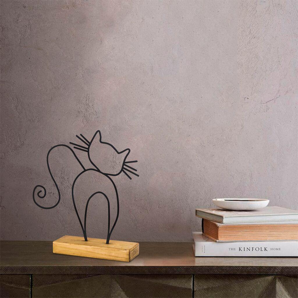 Aberto Design Dekorativna figura Mačke, 30x36x4 cm, Crna