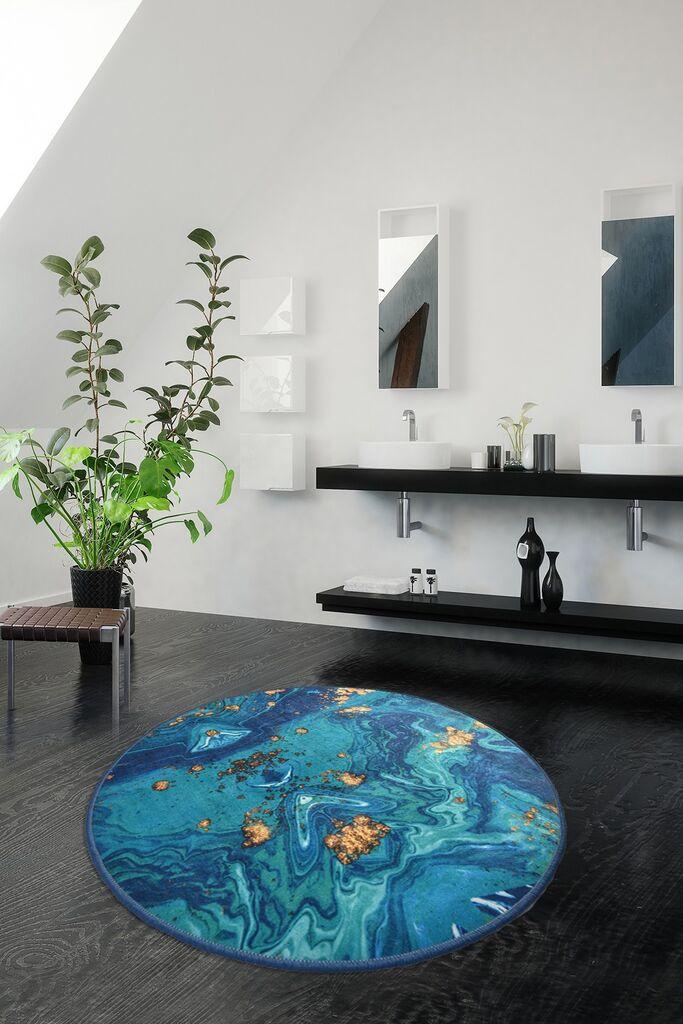 L'essentiel Maison Marbling prostirka za kupatilo, 100cm, plava