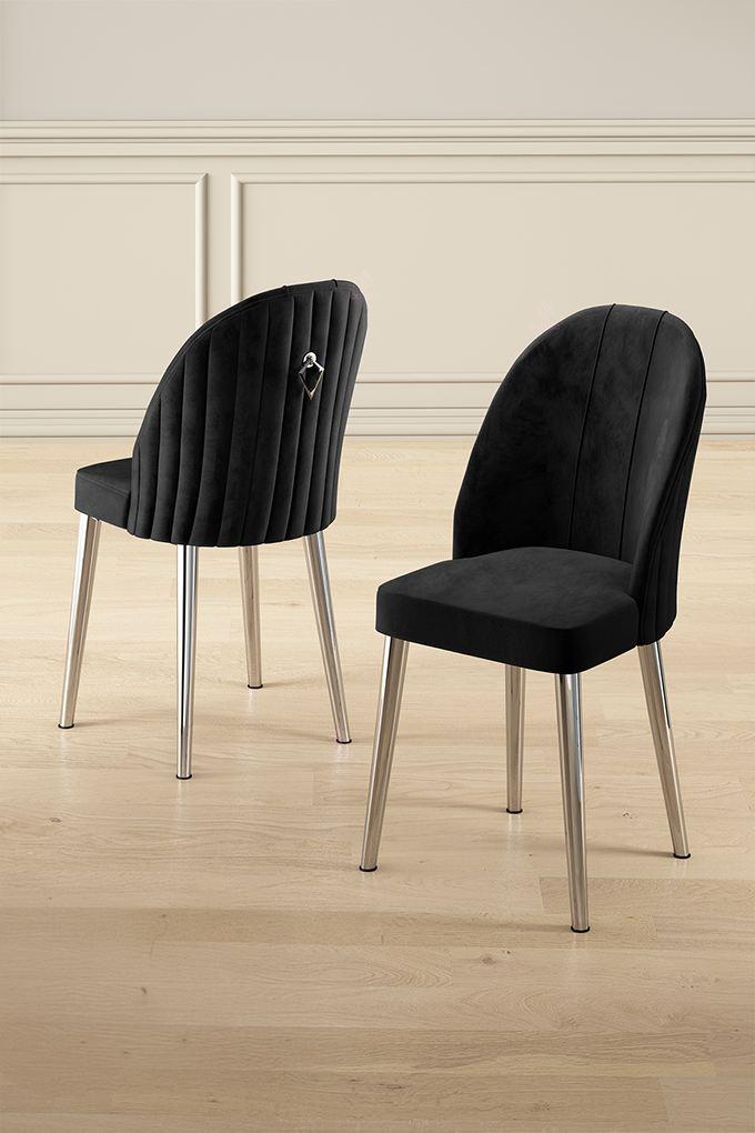 Hanah Home Mara set stolica, 45x91x42 cm, 6 dijelova, Crna i srebrna boja