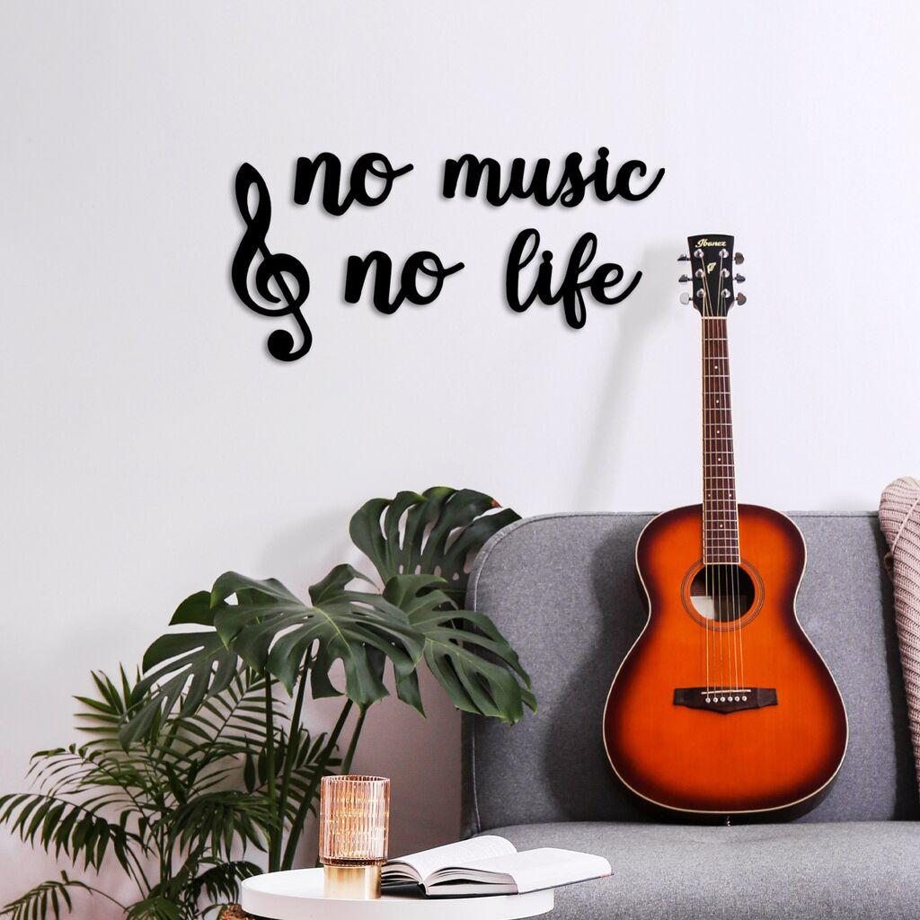 Wallity Zidna dekoracija No Music No Life, Crna