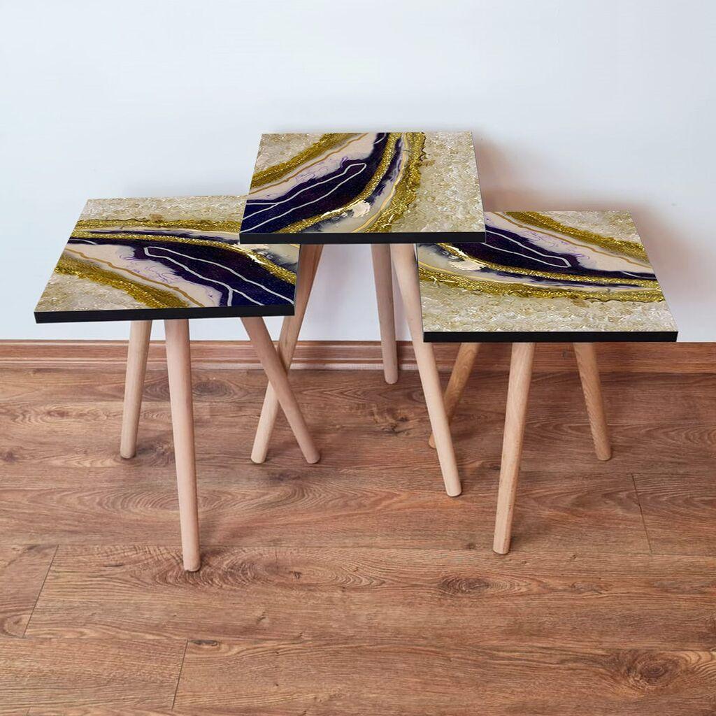 Hanah Home set stolića za kafu 3Shp114, 3 dijela, šareni