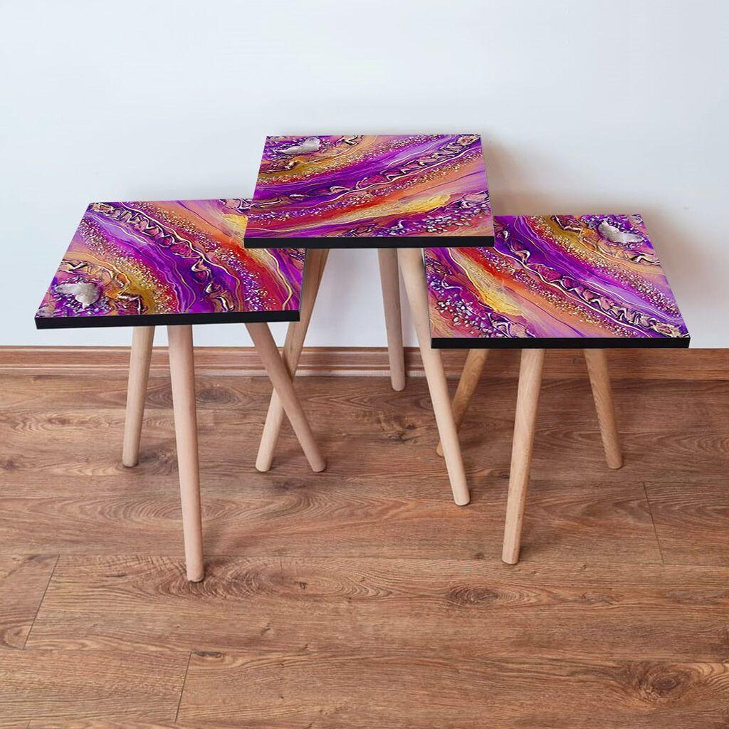 Hanah Home set stolića za kafu 3Shp108, 3 dijela, šareni