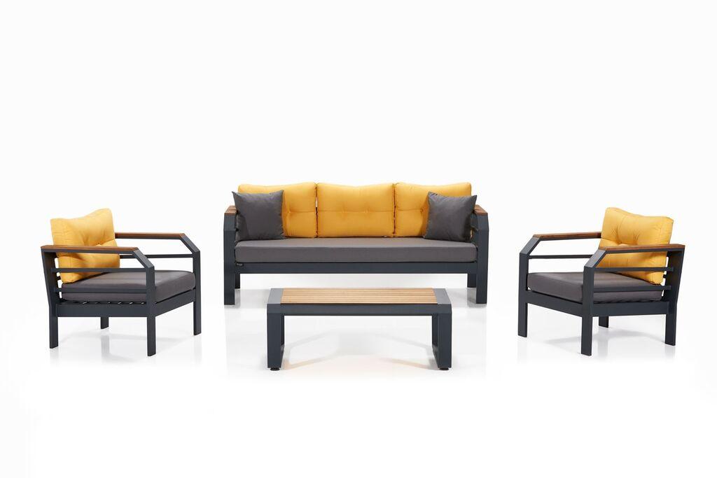 Hanah Home Set vrtnog namještaja Assento 3+1+1+S, Žuta