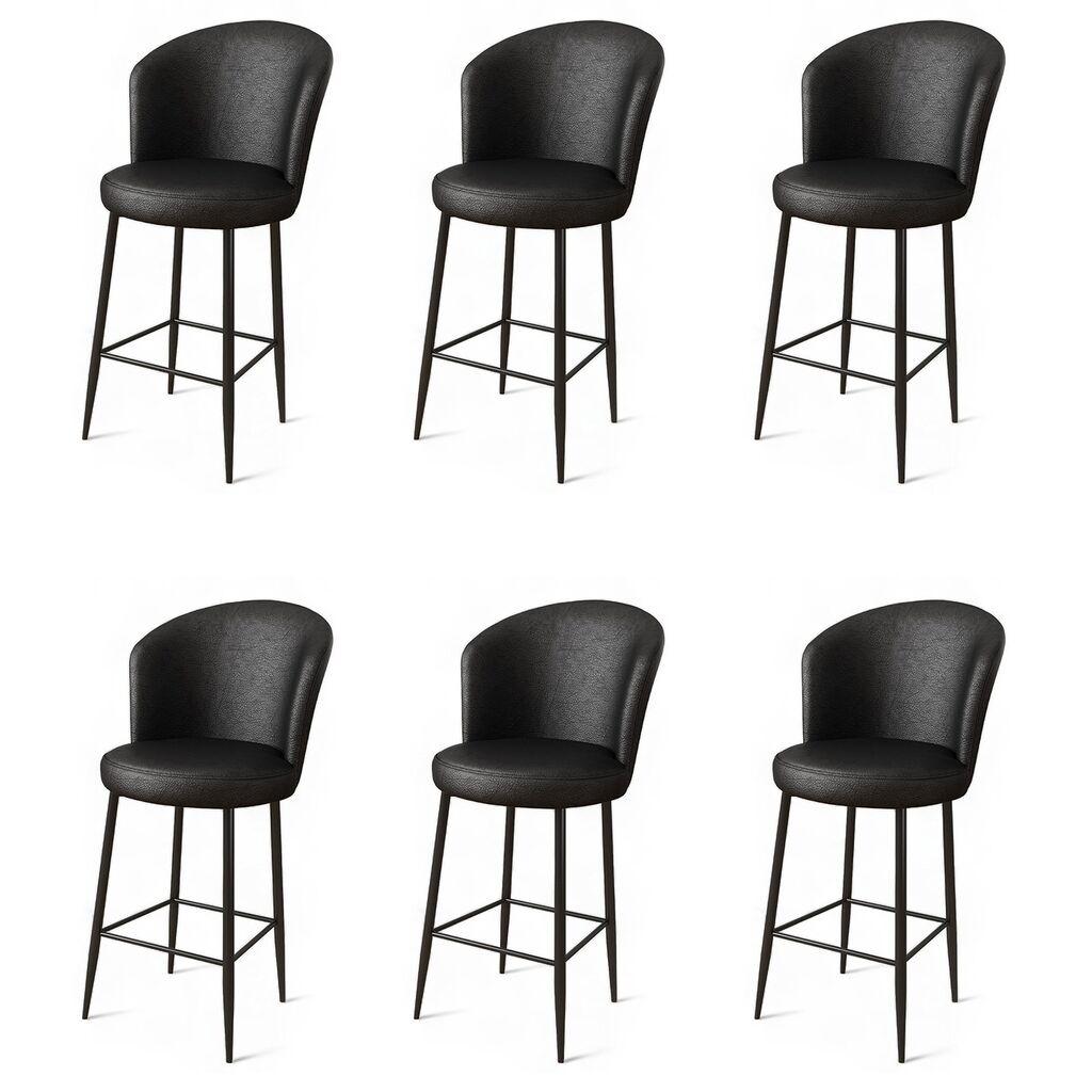 Hanah Home set barskih stolica Uras, 6 dijelova, crna