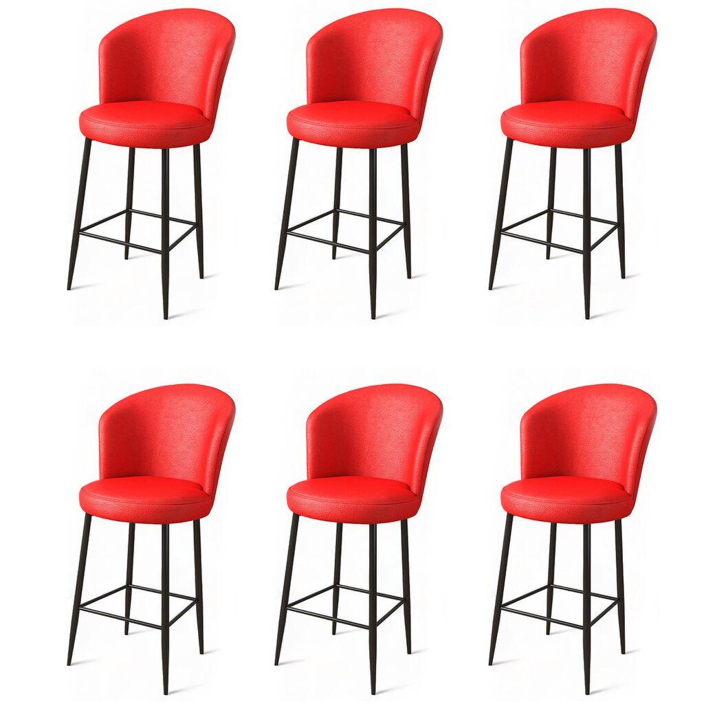 Hanah Home Set barskih stolica Uras, 6 dijelova, crveno-crna