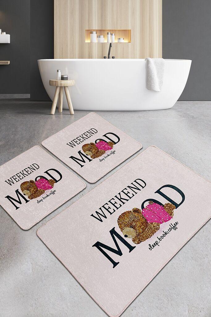 L'essentiel Maison Weekend Mood prostirka za kupatilo, 3 komada, roze