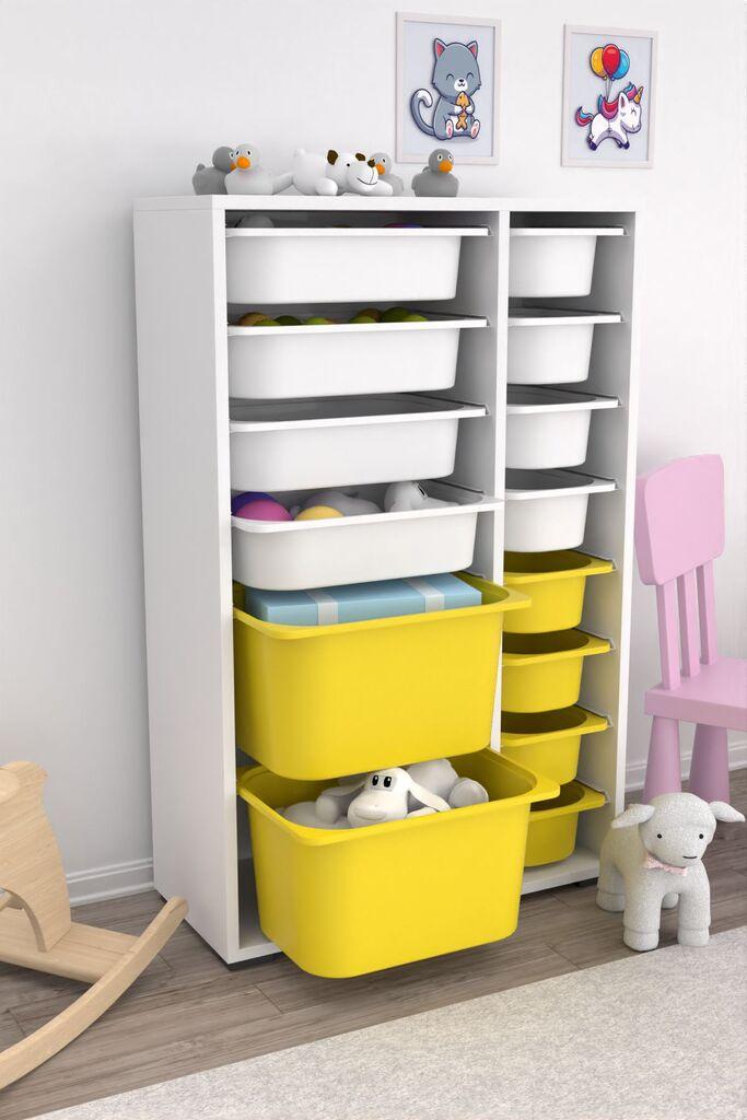 Hanah Home Višenamjenska komoda Rine 2D4K8U, 69,5 x109 x30 cm, Bijelo-žuta