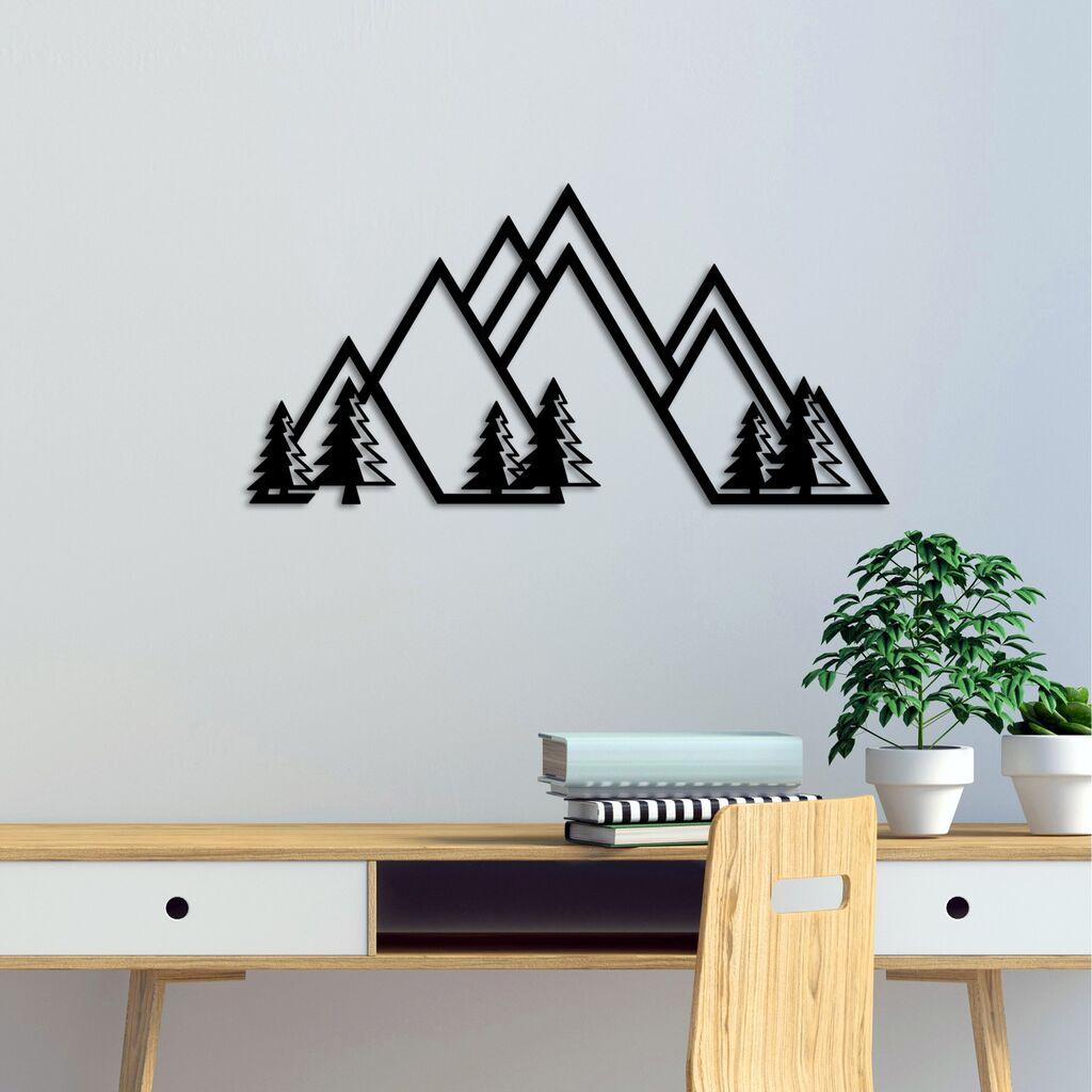 Wallity Zidna dekoracija Mountain-v1, 70x35cm, Crna