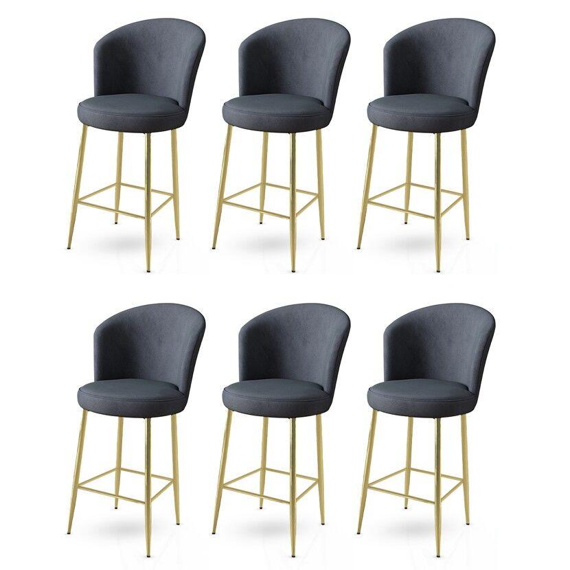 Hanah Home Set barskih stolica Fora, 6 komada, antracit-zlatna