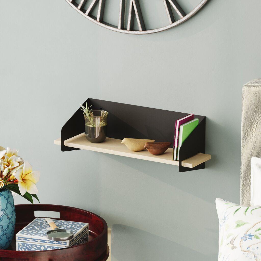 Hanah Home Zidna polica s dugim krakom, 60x20x19 cm, Crna