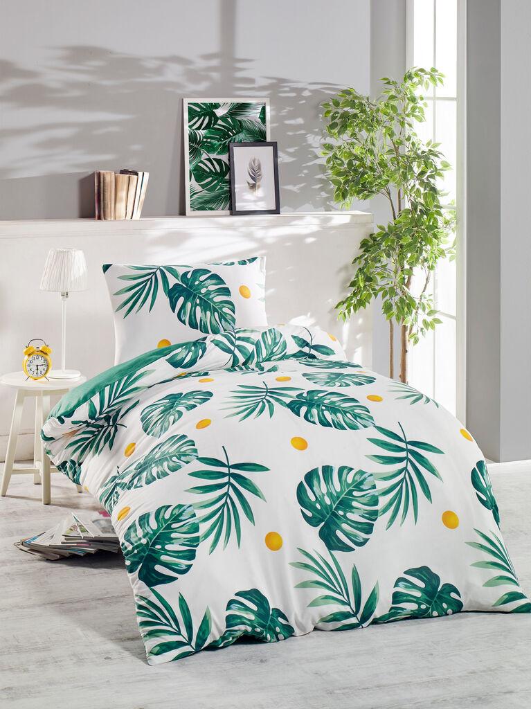 L'essentiel Maison Set Jednokrevetna posteljina Monstera, 140x200cm, zelena