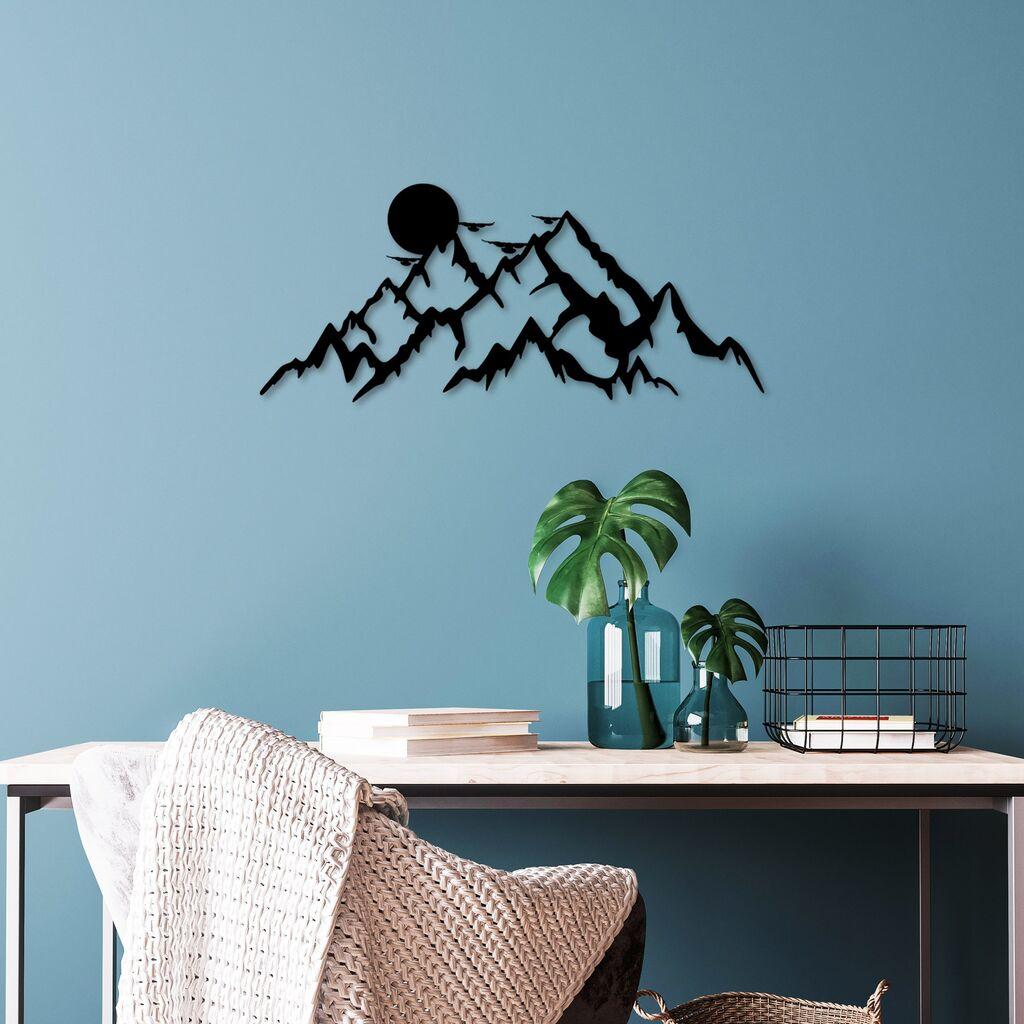 Wallity Zidna dekoracija Full Mount And Mountain-5, 59x25 cm, 1.5 mm, Crna