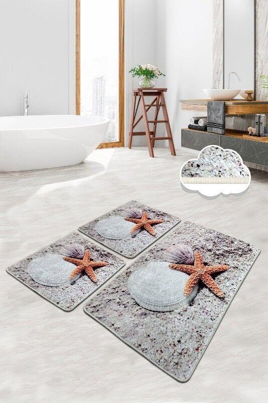 L'essentiel Maison Starfish prostirka za kupatilo, 3 komada, siva