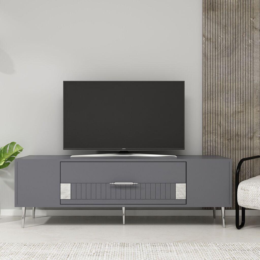 Hanah Home TV komoda Decolp4, 150x48,2x29,6 cm, antracit-srebrna boja