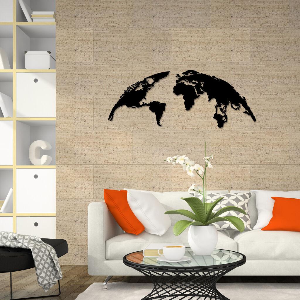 Wallity Zidna dekoracija World Map Large, 150x59 cm, 1.2mm, Crna