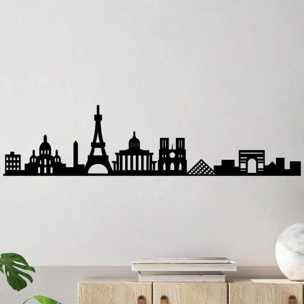 Wallity Zidna dekoracija Paris Skyline, 120x29 cm, 1.5 mm, Crna