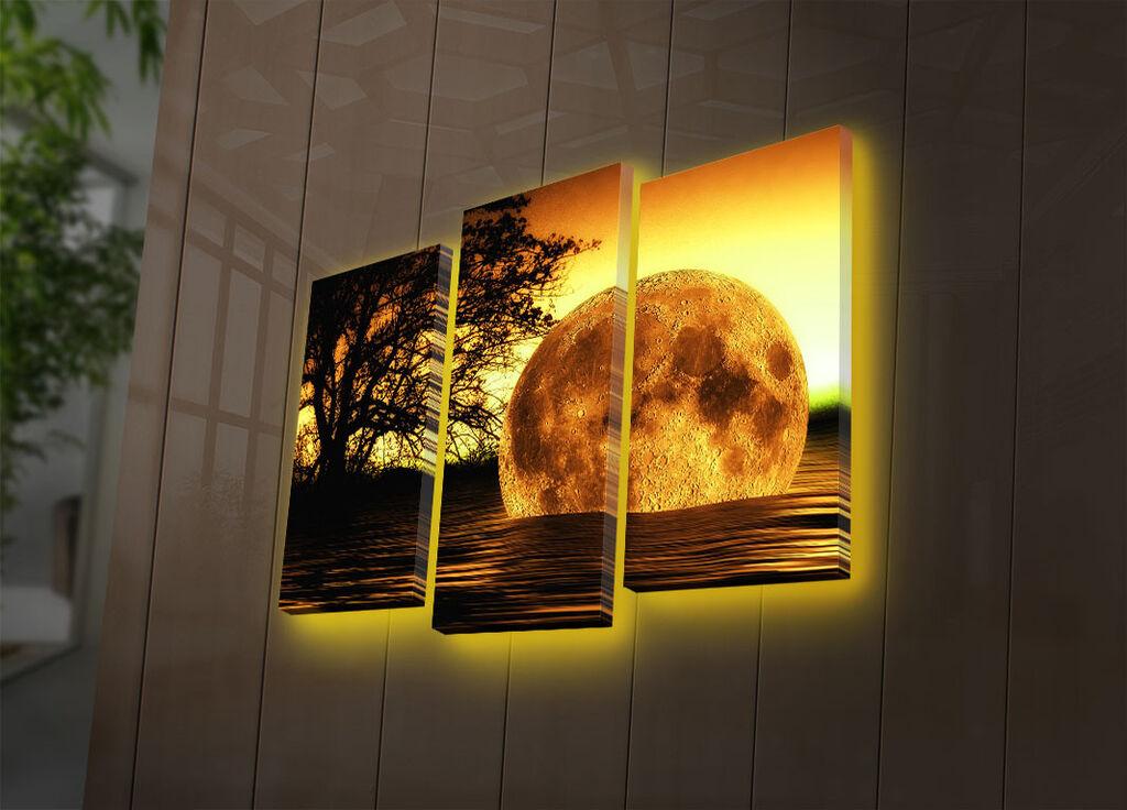 Wallity slika na platnu u 3 dijela s LED rasvjetom